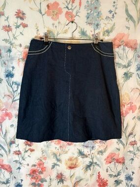Vintage Dark Blue Denim A-Line Skirt